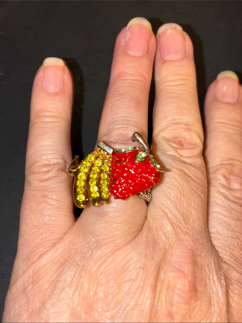 Strawberries and Bananas Fruit Statement Stretch Ring